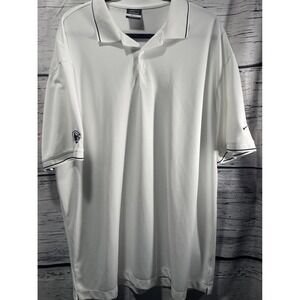 Nike Polo Mens 3XL White Dri-Fit Swoosh Logo Shirt Embroidered Logo See Pics